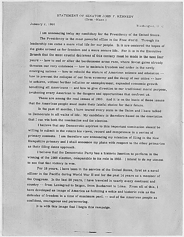 JFK-Statement-Announcing-Candidacy-for-President