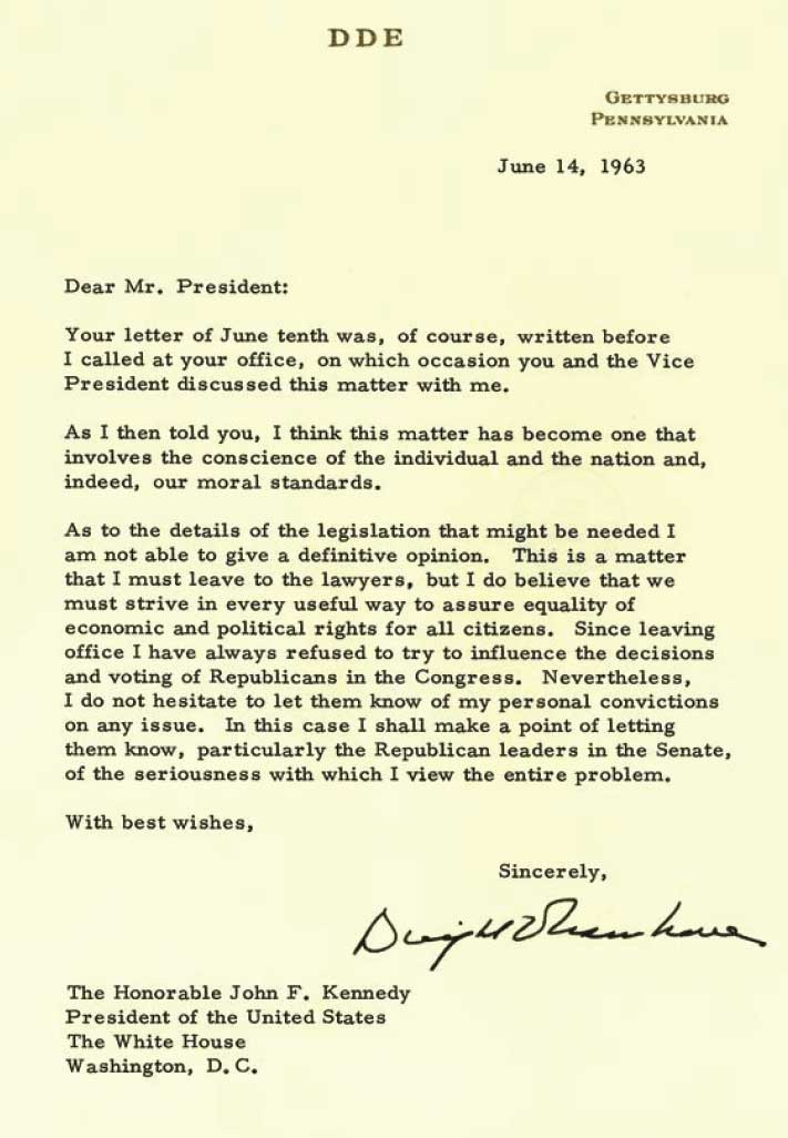 Eisenhower to Kennedy on Civil Rights Billl