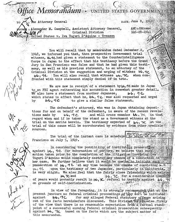 Tokyo Rose Prosecution Department of Justice Files Page