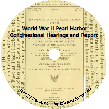 World War II Pearl Harbor Congressional Hearings and Report DVD-ROM