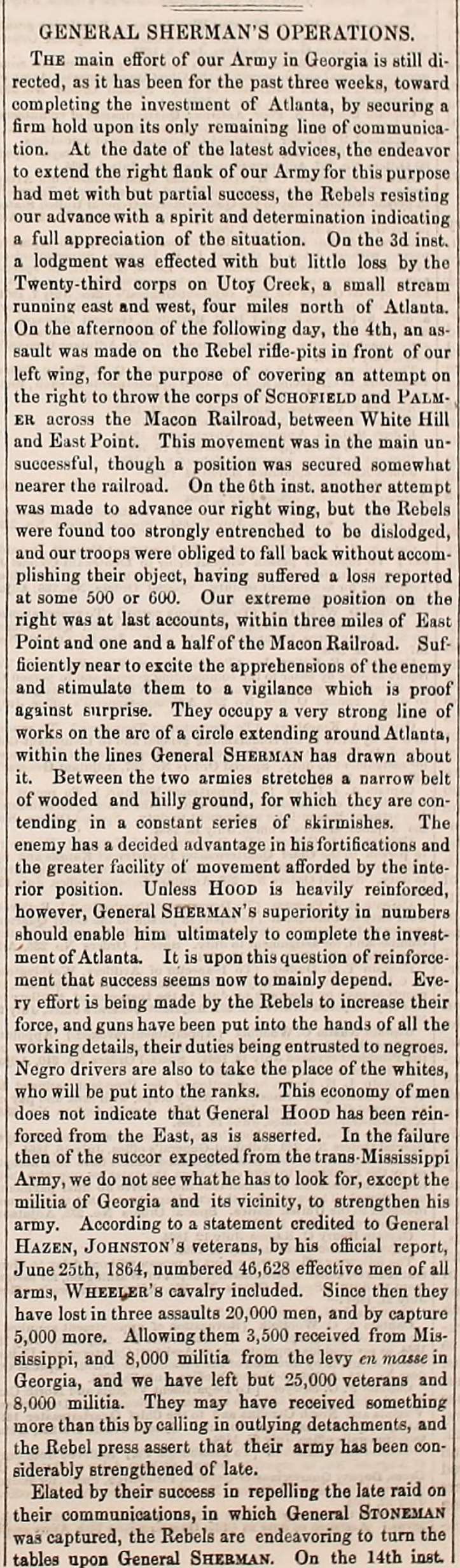 Army Navy Journal Article on the early days of Sherman's March