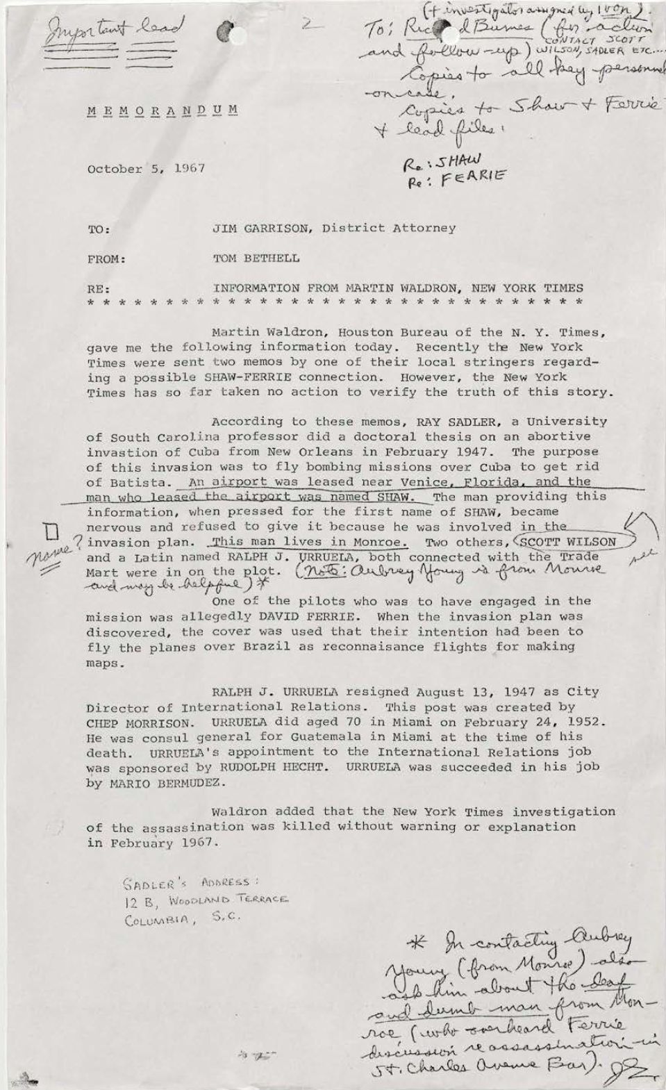 JFK Assassination Jim Garrison Papers 2
